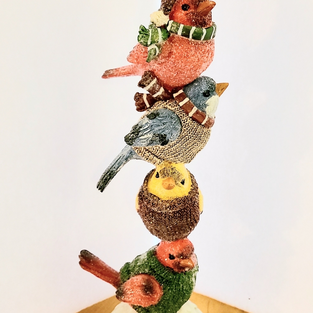 Holiday Bird Stack Wearing Sweaters